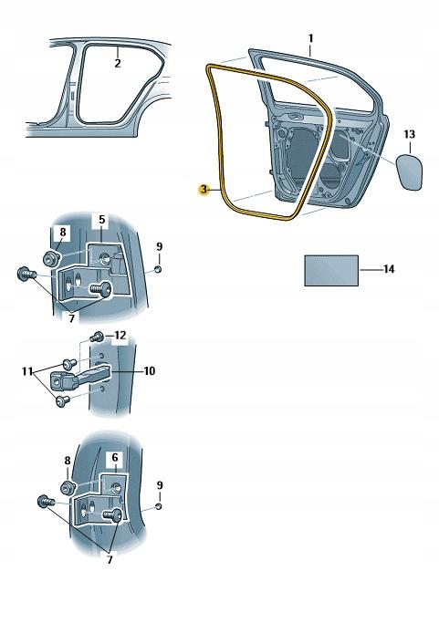 3T9839702 - УЩІЛЬНЮВАЧ ДВЕРЕЙ ПРАВИЙ ЗАДНІЙ SKODA SUPERB II COMBI