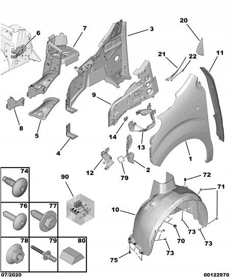 9810301580 9808749480 - ЗАДНЄ УЩІЛЬНЕННЯ КРИЛА L / P OPEL VIVARO C 19-