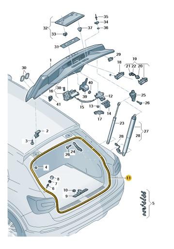 81A827705 - Прокладка задней двери багажника AUDI Q2 ASO