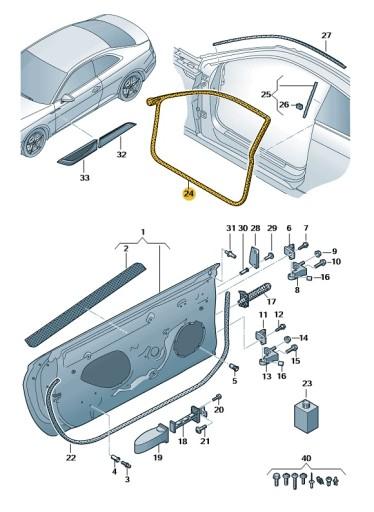 8W6831707D - * УЩІЛЬНЕННЯ ВНУТР. Передні ліві двері AUDI A5 оригінал