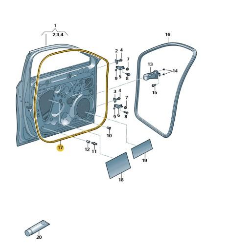 5FA837911B 9B9 - НАРУЖНОЕ УПЛОТНЕНИЕ ДВЕРИ CUPRA FORMENTOR OE
