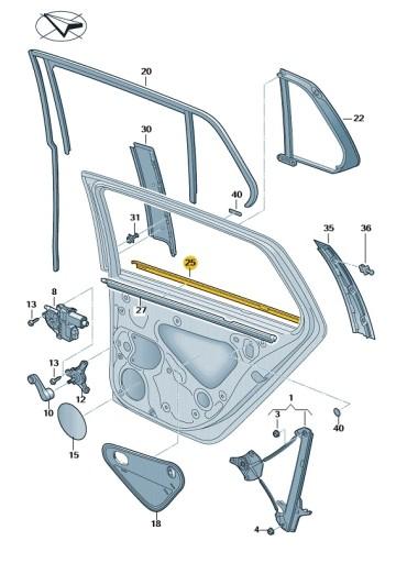 5G6839477F 5AP - ЗОВНІШНЄ УЩІЛЬНЕННЯ ДВЕРЕЙ ЛІВИЙ ЗАДНІЙ VW GOLF VII OE