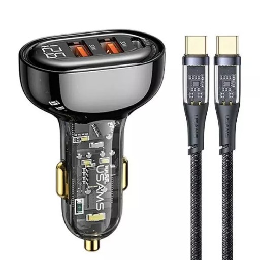 Usams зарядное устройство 2xUSB+1xusb-C 80W Fast Charge + кабель USB-C - USB-C bxlacc
