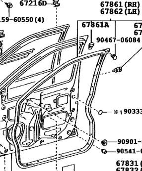67862-0D010 - Уплотнение двери левый передний для Toyota Yaris и 1 OE 3D