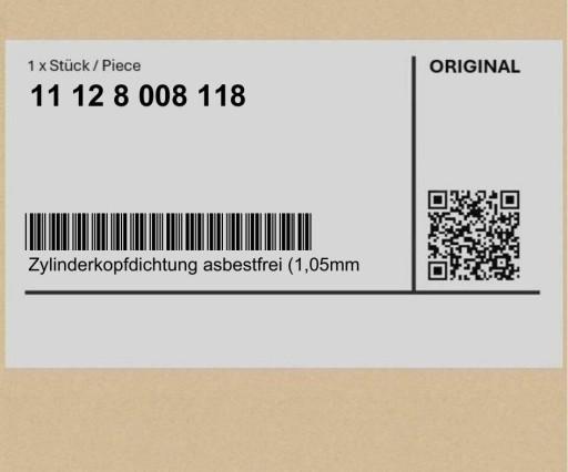 11128008118 8008118 - Прокладка головки безазбестовий двигун (1,05 мм (+0,3)) BMW 5 F10 6 F06 Gran C