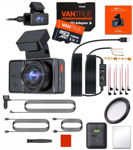 РЕКОРДЕР VANTRUE E2 2-КАНАЛЬНЫЙ 1440P + ФИЛЬТР CPL + ACC + КАРТА VANTRUE 128 ГБ