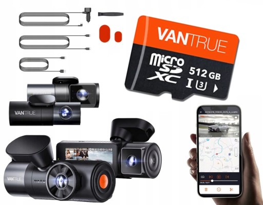 VANTRUE N5 4-КАНАЛЬНЫЙ WI-FI GPS-РЕГИСТРАТОР + КАРТА 512 ГБ