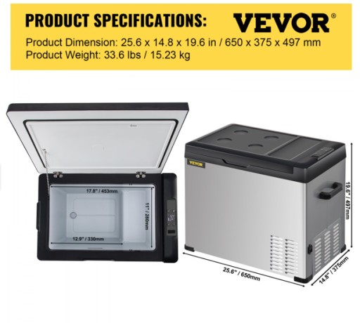 Автомобильный холодильник VEVOR, электрический холодильник для кемпинга, 50 л, 60 Вт