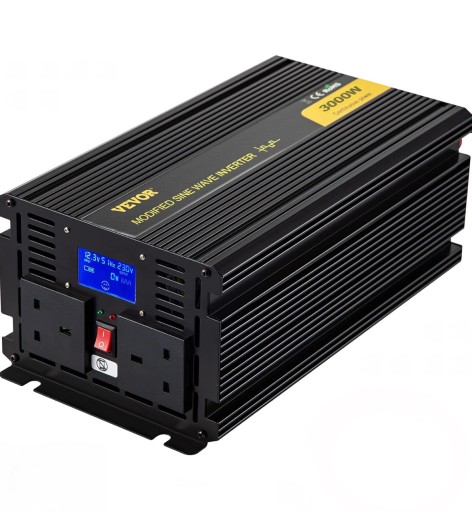 VEVOR Автомобильный преобразователь 12 В постоянного тока в 240 В переменного тока Модифицированный инвертор