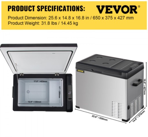 Электрический автомобильный холодильник VEVOR, походный холодильник, 40 л, 60 Вт, термос, 12 В