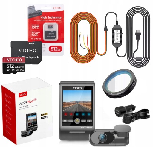 VIOFO A229 PLUS 2CH DVR ПЕРЕДНЯ/ЗАДНЯ 2K HDR GPS + КАРТА ACC 512GB CPL