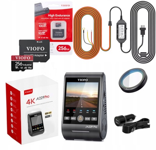 VIOFO A229 PRO 1-канальный — РЕГИСТРАТОР — 4K HDR GPS WI-FI BT + КАРТА 256 ГБ + ACC
