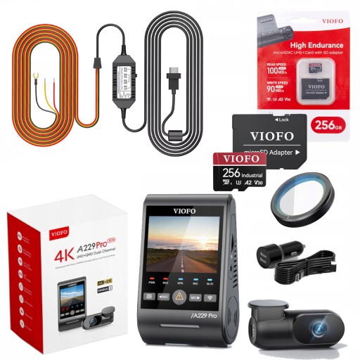 VIOFO A229 PRO 2CH-G Видеорегистратор ПЕРЕДНЯЯ/ЗАДНЯЯ ПЕРЕДНЯЯ/ЗАДНЯЯ ЧАСТЬ 4K/2K HDR GPS 256 ГБ ACC