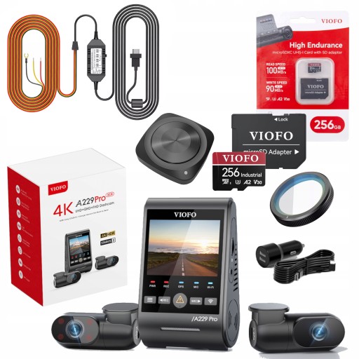 VIOFO A229 PRO 3-канальный видеорегистратор ПЕРЕДНЯЯ/ЦЕНТРАЛЬНАЯ/ЗАДНЯЯ 4K/FHD/2K 256 ГБ ДИСТАНЦИОННЫЙ АКК