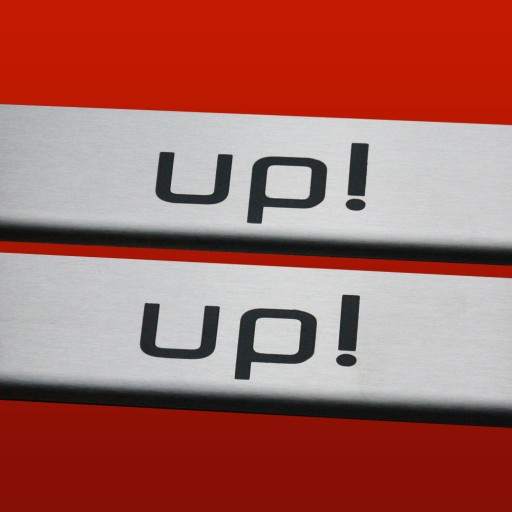 VOLKSWAGEN UP! Накладки на пороги, 3 двері, нержавіюча сталь 304, написи чорним