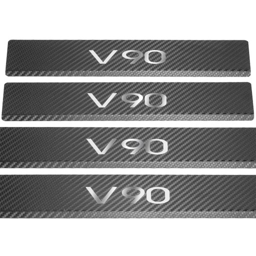VOLVO V90 MK2 Накладки на пороги из нержавеющей стали 304 с карбоновой отделкой