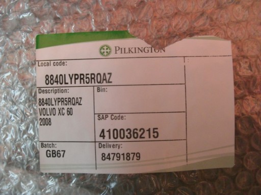 5228 - VOLVO XC60 2008 ГОД БОКОВОЕ СТЕКЛО ЗАДНЕЕ ЛЕВОЕ