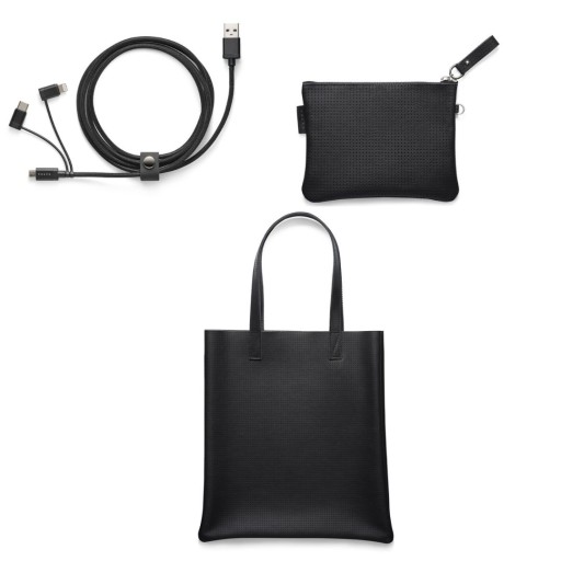 VOLVO шкіряна сумка чохол портмоне чорний набір кабельних шнурів подарунковий OE