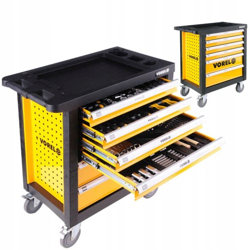 VOREL 58540 ШАФА СЕРВІСНА МАЙСТЕРНЯ ВІЗОК ДЛЯ ІНСТРУМЕНТІВ 177 шт. 6 ЯЩИКІВ
