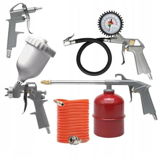 VOREL НАБІР 5 шт ФАРБОПІСТОЛЕТ ТА БАК КОЛЕС