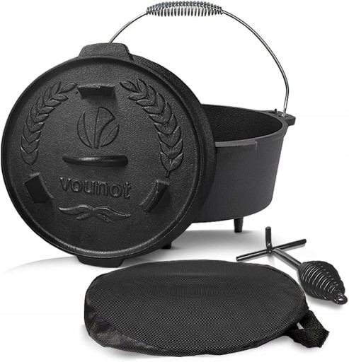 DA-27555 - Чугунный горшок Vounot Dutch Oven для кемпинга 9 л с подъемником