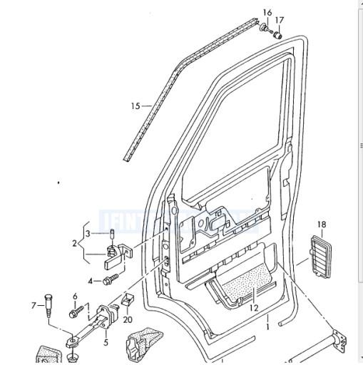 7D0837761B - VW T4 ущільнення Двері передня передня верхня P + L
