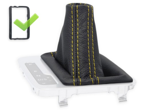 MA-1160785315 - VW TOUAREG 2 DSG СИЛЬФОН ПЕРЕКЛЮЧЕНИЯ ПЕРЕДАЧ ЧЕРНАЯ КОЖА ЖЕЛТАЯ НИТЬ + РАМКА