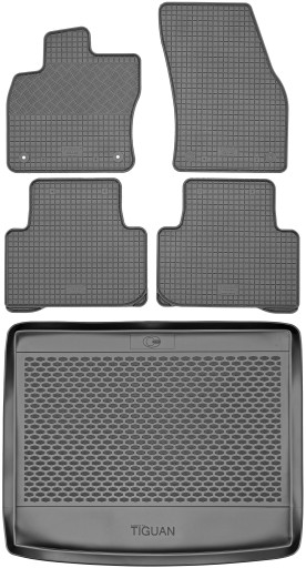 VW Tiguan II 5-местный внедорожник 15- Резиновые коврики + коврик в багажник