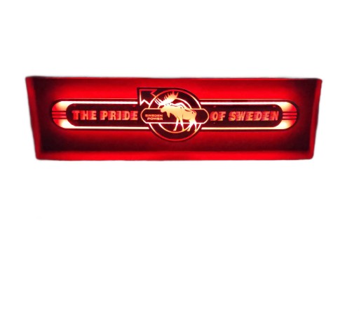 Дзеркало Volvo LED на задню стінку, над ліжком Гордість Швеції V02-RED