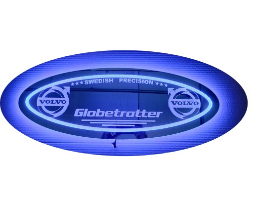 Дзеркало Volvo LED, логотип на задній стінці, над ліжком V03-BLUE