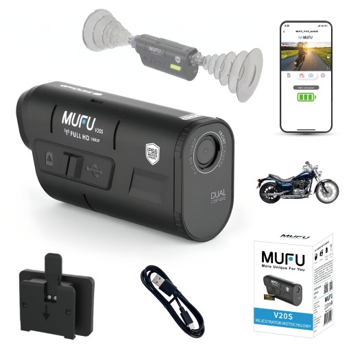 МОТОЦИКЛЕТНИЙ ВІДЕОРЕГІСТРАТОР MUFU MOTOCAM V20S FullHD 7h мотокамера