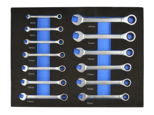ВСТАВКА ДЛЯ ИНСТРУМЕНТАЛЬНОГО ШКАФА КОМБИНИРОВАННЫЕ КЛЮЧИ С ТРЕЩОТКОЙ 8-22 13 ШТ.
