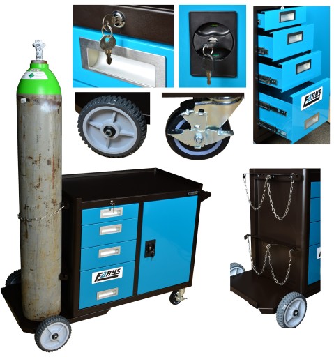 ВІЗОК ЗВАРЮВАЛЬНИЙ ЦИЛІНДРИЧНИЙ З ЯЩИКАМИ НА КОЛЕСАХ