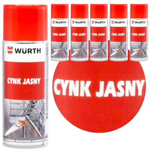 WURTH Bright Zinc Spray для антикоррозионной защиты, набор из 6 шт.