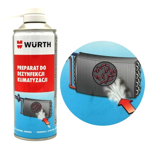Противогрибковое средство для кондиционирования воздуха WURTH очищает и дезинфицирует всю систему.