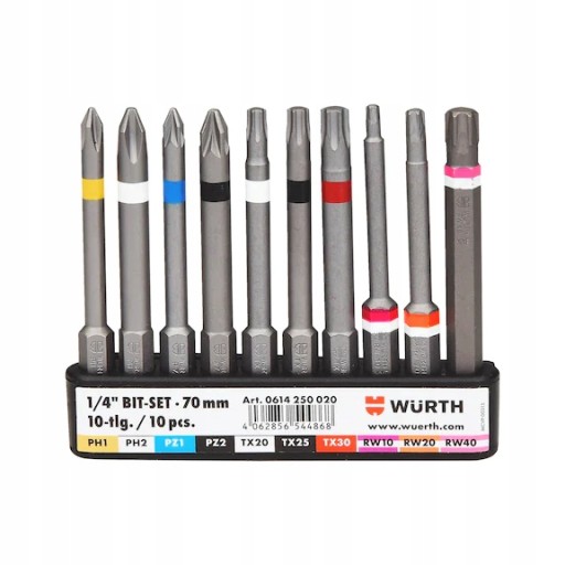 WURTH набор бит наконечника pH Pz TORX AW для полосы 70 мм