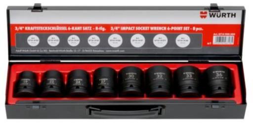 НАБОР УДАРНЫХ КЛЮЧЕВЫХ КЛЮЧЕЙ WURTH, ШЕСТИГРАННЫЙ 3/4 дюйма