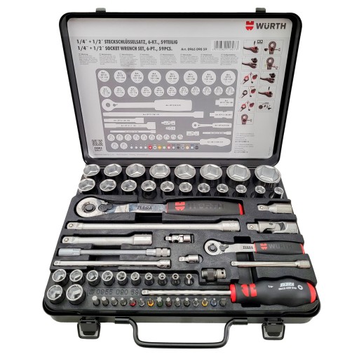 Набір торцевих ключів WURTH Zebra 1/2 дюйма та 1/4 дюйма 59 шт.