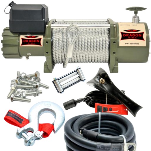 ПОТУЖНА ЕЛЕКТРИЧНА ЛЕБІДКА DRAGONWINCH TRUCK DWT 18000 HD 24V СТАЛЕВИЙ КАНАТ