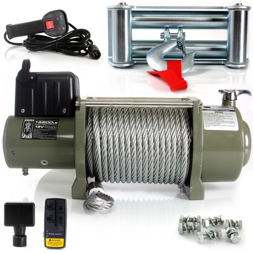 ЛЕБЕДКА-ПАУК 16800 ФУНТОВ 7,6 Т СТАЛЬНАЯ 12В