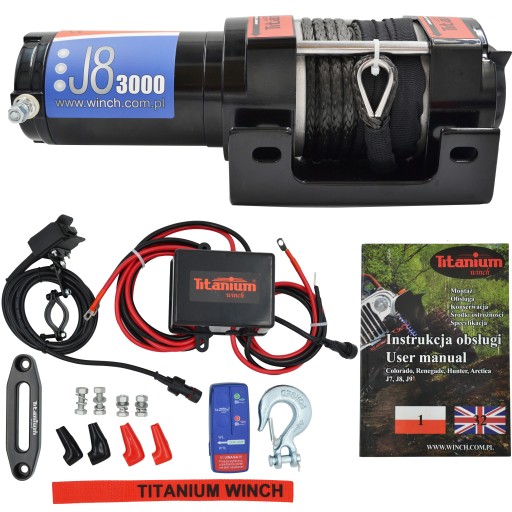 ТИТАНОВА ЛЕБІДКА ЛЕБІДКА ЕЛЕКТРИЧНА 3000ФУН 12В 1360кг СИНТЕТИЧНА МОТУЗКА