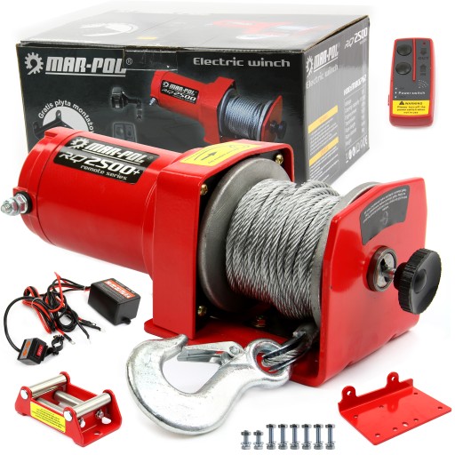 ЛЕБІДКА ЕЛЕКТРИЧНА ЛЕБІДКА 12В 2500ФУНТОВ РОЛИКИ + ПУЛЬТ ДИСТАНЦІЙНОГО КЕРУВАННЯ