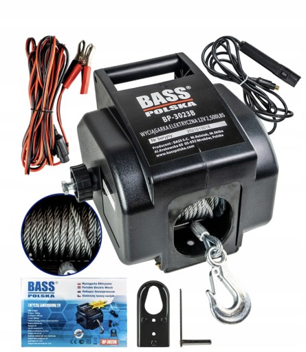 ЛЕБІДКА ПЕРЕНОСНА ЕЛЕКТРИЧНА ЛЕБІДКА НА ГАК 12V BASS POLSKA 2500LBS