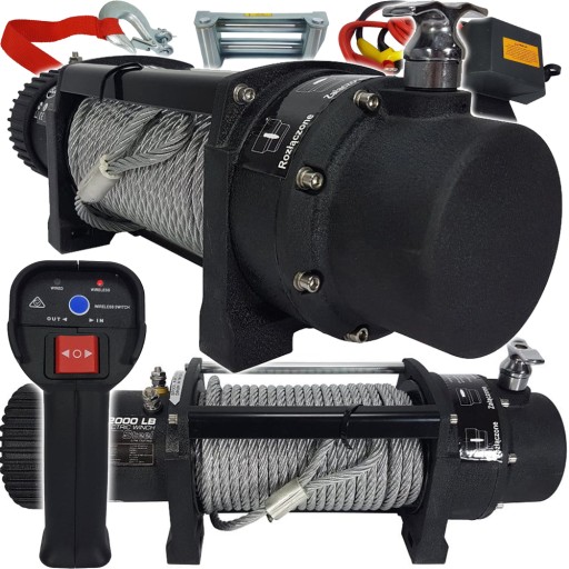 ЛЕБЕДКА ДЛЯ ЭВАКУАТОРА 12В СТАЛЬ 12000LBS 28М