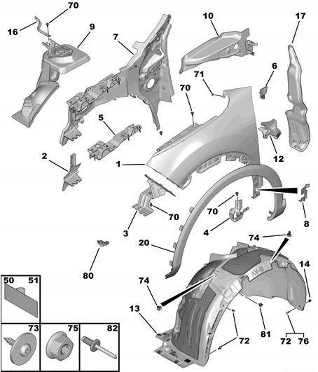 9831090680 9831090580 - Звукоізоляція крила L / R CITROEN C4 III 20-
