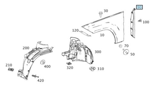 A2048891225 - Звукоізоляція переднього крила GLK X204 A2048891125