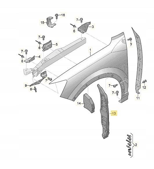 81A864235, 81A864236 - Звукоизоляция переднего крыла l / P AUDI Q2 GA 16-