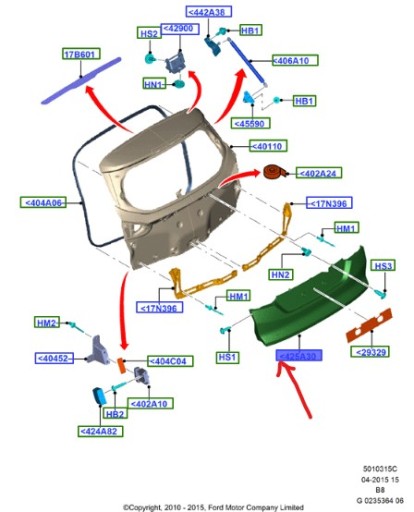 2410526, BM51-N425A30-AKXWAA - ПОКРИТТЯ КРИШКИ БАГАЖНИКА FORD FOCUS MK3 2011-2019 COMBI