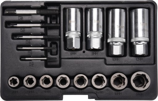 ЭКСТРАКТОРЫ ДЛЯ СЛОМАННЫХ ВИНТОВ 17 шт. Ято