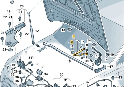 4M0823823E - Тригер захисту пішоходів в зборі в шарнір AUDI Q7 оригінал від ASO